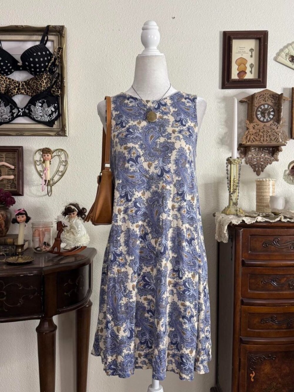 Boho paisley whimsical tunic mini dress
